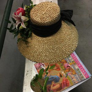 Designer large brim straw hat
